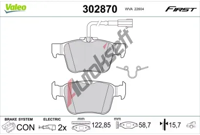 VALEO Sada brzdovch destiek FIRST VA 302870, 302870