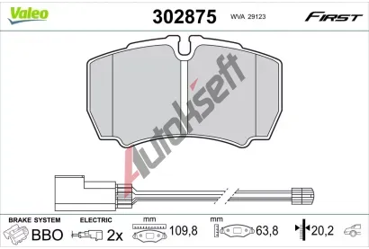 VALEO Sada brzdovch destiek FIRST VA 302875, 302875