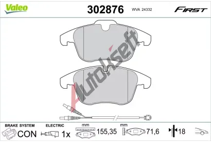 VALEO Sada brzdových destiček FIRST VA 302876, 302876 VALEO Sada brzdových destiček FIRST VA 302876, 302876