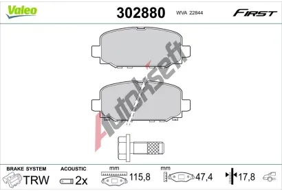 VALEO Sada brzdovch destiek FIRST VA 302880, 302880