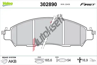 VALEO Sada brzdovch destiek FIRST VA 302890, 302890