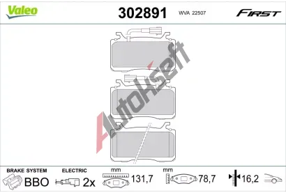 VALEO Sada brzdových destiček FIRST VA 302891, 302891 VALEO Sada brzdových destiček FIRST VA 302891, 302891