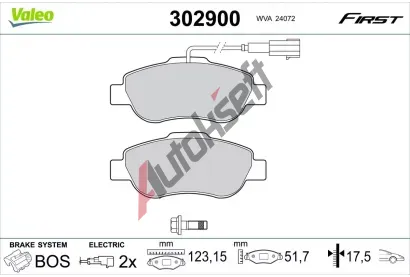 VALEO Sada brzdových destiček FIRST VA 302900, 302900 VALEO Sada brzdových destiček FIRST VA 302900, 302900