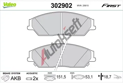 VALEO Sada brzdovch destiek FIRST VA 302902, 302902