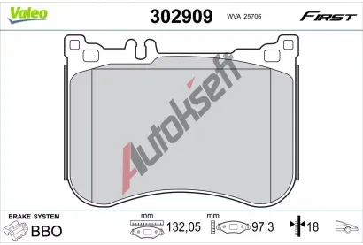 VALEO Sada brzdových destiček FIRST VA 302909, 302909 VALEO Sada brzdových destiček FIRST VA 302909, 302909