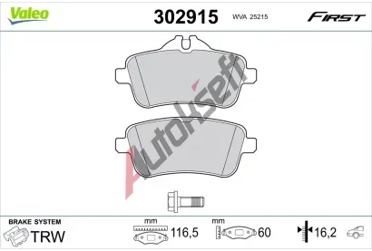 VALEO Sada brzdov�ch desti�ek FIRST VA 302915, 302915