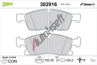 VALEO Sada brzdovch destiek FIRST VA 302916, 302916