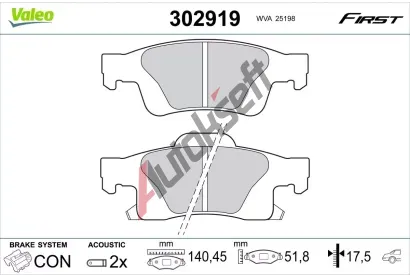 VALEO Sada brzdovch destiek FIRST VA 302919, 302919