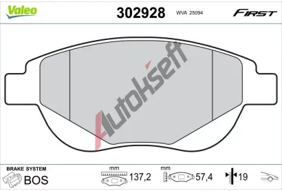 VALEO Sada brzdovch destiek FIRST VA 302928, 302928
