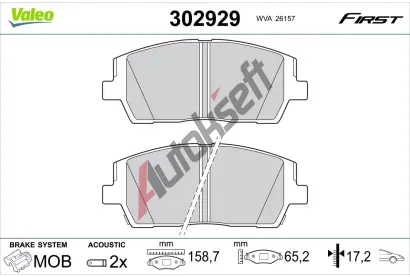 VALEO Sada brzdových destiček FIRST VA 302929, 302929 VALEO Sada brzdových destiček FIRST VA 302929, 302929