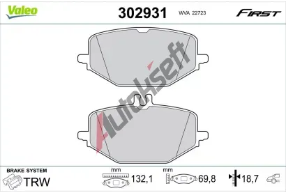 VALEO Sada brzdovch destiek FIRST VA 302931, 302931
