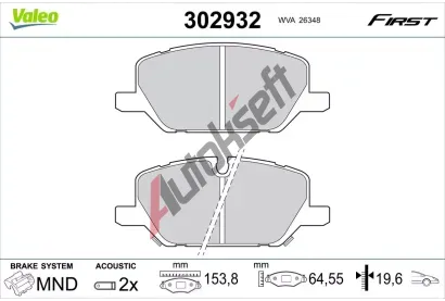 VALEO Sada brzdových destiček FIRST VA 302932, 302932 VALEO Sada brzdových destiček FIRST VA 302932, 302932