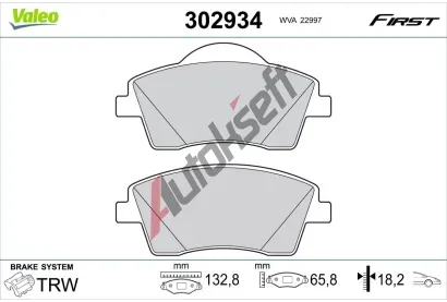 VALEO Sada brzdovch destiek FIRST VA 302934, 302934