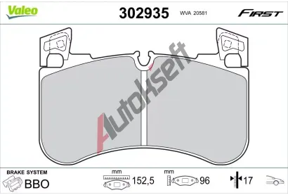 VALEO Sada brzdovch destiek FIRST VA 302935, 302935