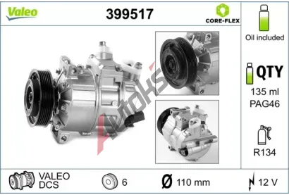 VALEO Kompresor klimatizace VALEO CORE-FLEX VA 399517, 399517