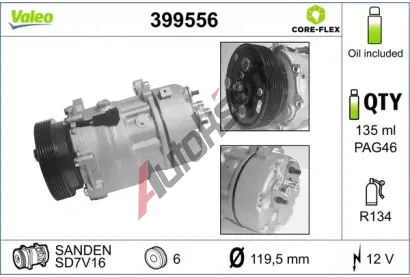 VALEO Kompresor klimatizace VALEO CORE-FLEX VA 399556, 399556