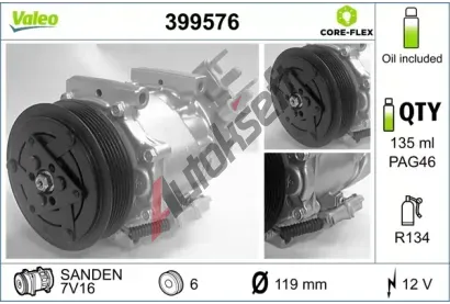 VALEO Kompresor klimatizace VALEO CORE-FLEX VA 399576, 399576