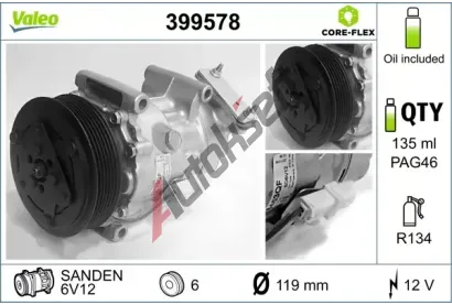 VALEO Kompresor klimatizace VALEO CORE-FLEX VA 399578, 399578