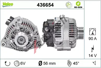 VALEO Alternátor VA 436654, 436654 VALEO Alternátor VA 436654, 436654