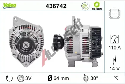VALEO Alternátor VA 436742, 436742 VALEO Alternátor VA 436742, 436742