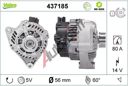VALEO Alternátor VA 437185, 437185 VALEO Alternátor VA 437185, 437185