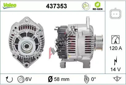 VALEO Alternátor VA 437353, 437353 VALEO Alternátor VA 437353, 437353