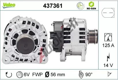 VALEO Alternátor VA 437361, 437361 VALEO Alternátor VA 437361, 437361