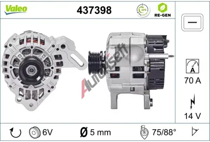 VALEO Alternátor VA 437398, 437398 VALEO Alternátor VA 437398, 437398