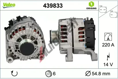 VALEO Alternátor VA 439833, 439833 VALEO Alternátor VA 439833, 439833