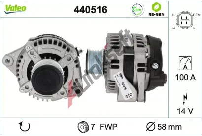 VALEO Alternátor VALEO RE-GEN REMANUFACTURED VA 440516, 440516 VALEO Alternátor VALEO RE-GEN REMANUFACTURED VA 440516, 440516
