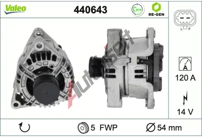 VALEO Alternátor VALEO RE-GEN REMANUFACTURED VA 440643, 440643 VALEO Alternátor VALEO RE-GEN REMANUFACTURED VA 440643, 440643