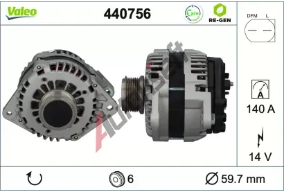 VALEO Alternátor VALEO RE-GEN REMANUFACTURED VA 440756, 440756 VALEO Alternátor VALEO RE-GEN REMANUFACTURED VA 440756, 440756