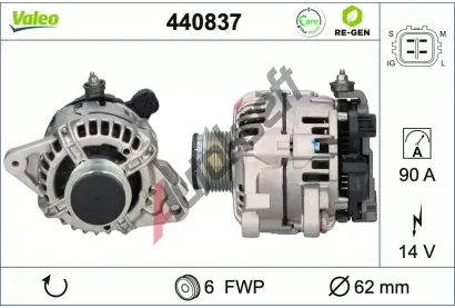 VALEO Alternátor VALEO RE-GEN REMANUFACTURED VA 440837, 440837 VALEO Alternátor VALEO RE-GEN REMANUFACTURED VA 440837, 440837