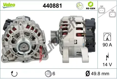 VALEO Alternátor VALEO RE-GEN REMANUFACTURED VA 440881, 440881 VALEO Alternátor VALEO RE-GEN REMANUFACTURED VA 440881, 440881