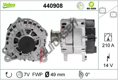 VALEO Alterntor VALEO RE-GEN REMANUFACTURED VA 440908, 440908