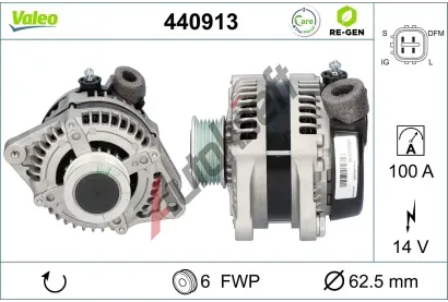 VALEO Alternátor VALEO RE-GEN REMANUFACTURED VA 440913, 440913 VALEO Alternátor VALEO RE-GEN REMANUFACTURED VA 440913, 440913