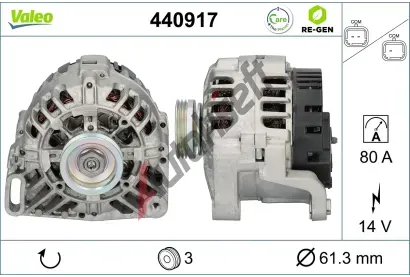 VALEO Alternátor VALEO RE-GEN REMANUFACTURED VA 440917, 440917 VALEO Alternátor VALEO RE-GEN REMANUFACTURED VA 440917, 440917