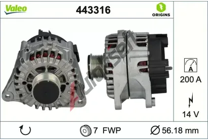 VALEO Alternátor VALEO ORIGINS NEW VA 443316, 443316 VALEO Alternátor VALEO ORIGINS NEW VA 443316, 443316