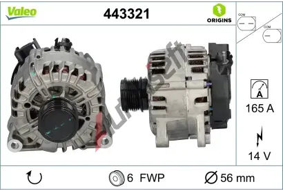 VALEO Alternátor VALEO ORIGINS NEW OE TECHNOLOGY VA 443321, 443321 VALEO Alternátor VALEO ORIGINS NEW OE TECHNOLOGY VA 443321, 443321