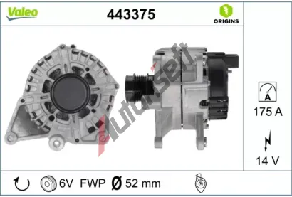 VALEO Alternátor VALEO ORIGINS NEW VA 443375, 443375 VALEO Alternátor VALEO ORIGINS NEW VA 443375, 443375