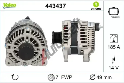 VALEO Alternátor VALEO ORIGINS NEW VA 443437, 443437 VALEO Alternátor VALEO ORIGINS NEW VA 443437, 443437