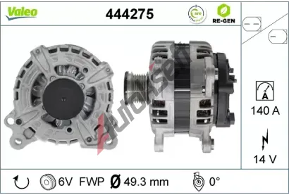VALEO Alterntor VALEO RE-GEN REMANUFACTURED VA 444275, 444275