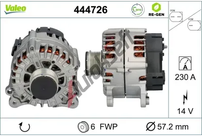 VALEO Alterntor VALEO RE-GEN REMANUFACTURED VA 444726, 444726