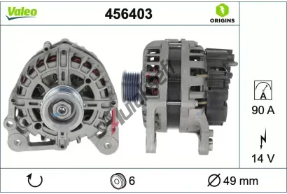 VALEO Alternátor VALEO ORIGINS NEW OE TECHNOLOGY VA 456403, 456403 VALEO Alternátor VALEO ORIGINS NEW OE TECHNOLOGY VA 456403, 456403