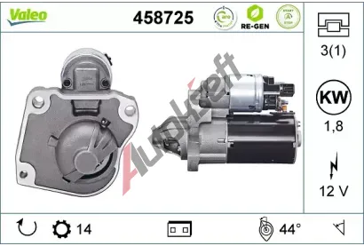 VALEO Startér VALEO RE-GEN REMANUFACTURED STOP&START VA 458725, 458725 VALEO Startér VALEO RE-GEN REMANUFACTURED STOP&START VA 458725, 458725