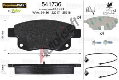 VALEO Sada brzdovch destiek kotouov brzdy VA 541736, 541736