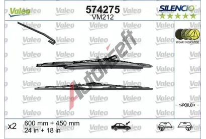 VALEO Sada stra SILENCIO CARDBOARD - 600 + 450 mm VA 574275, 574275