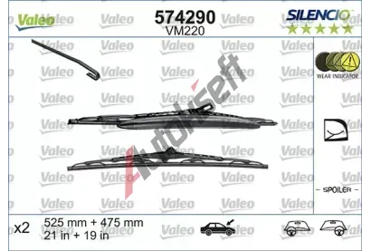 VALEO Sada stra SILENCIO CARDBOARD - 525 + 475 mm VA 574290, 574290