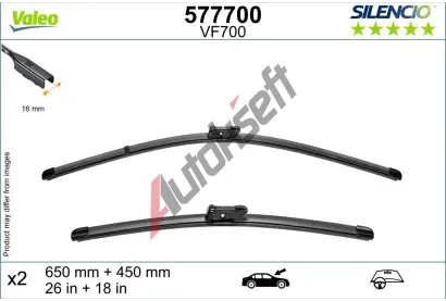 VALEO Stěrač SILENCIO FLAT BLADE SET VA 577700, 577700 VALEO Stěrač SILENCIO FLAT BLADE SET VA 577700, 577700