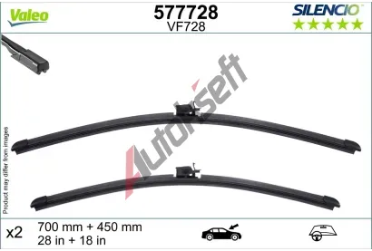 VALEO Stěrač SILENCIO FLAT BLADE SET VA 577728, 577728 VALEO Stěrač SILENCIO FLAT BLADE SET VA 577728, 577728